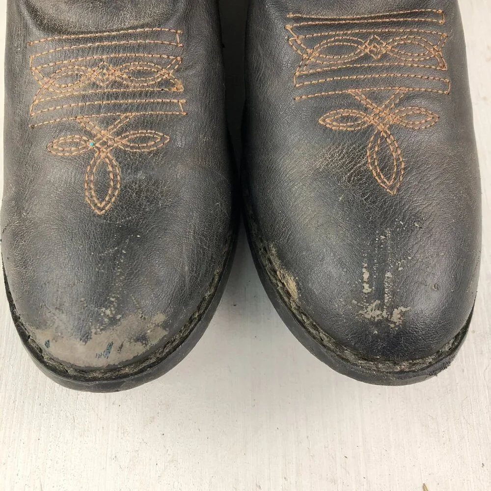 Smoky Mountain Kids Size 4 Monterey Western Brown Navy Blue Faux Leather Boots